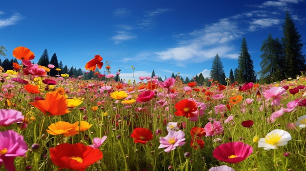 een levendige wildbloemweide een uitbarsting van kleurrijke organische schoonheid