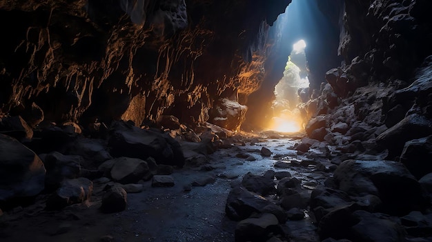 Een licht aan het einde van een grot
