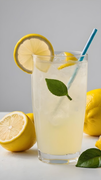 een limonade met een rietje in het midden