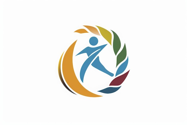 Foto een logo met het beeld van een persoon die in een cirkelvormige beweging loopt ontwerpen van een logo dat een moderne fysiotherapiekliniek vertegenwoordigt ai gegenereerd