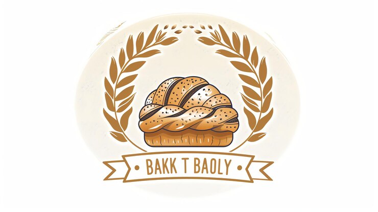 Foto een logo voor een bakkerij met een brood en een tarwekrans