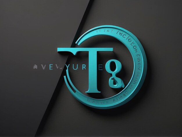 Foto een logo voor een bedrijf met een blauwe cirkel en een zwarte achtergrond
