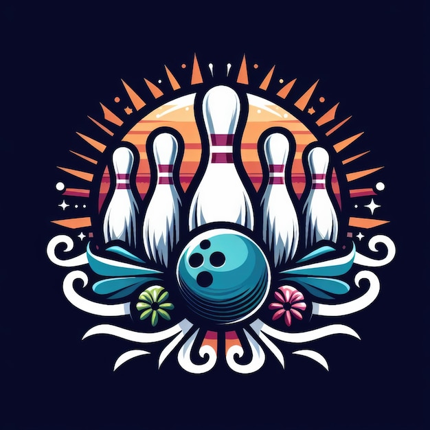 Foto een logo voor een bowlingteam met een bowlingbal