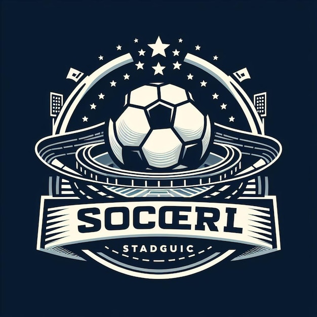 een logo voor een voetbalwedstrijd met een voetbal en een logo voor het voetbalteam