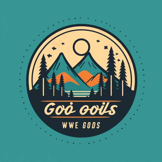 Foto een logo voor godenwereld staat op een blauwe achtergrond.