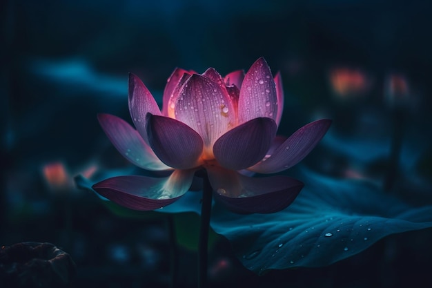Een lotusbloem in het donker