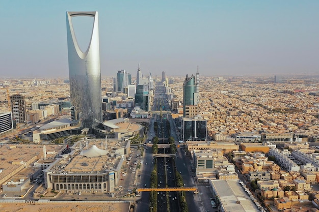 Foto een luchtbeeld van de gebouwen in riyadh