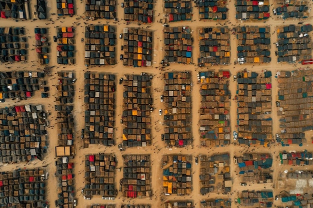 een luchtbeeld van een heleboel geparkeerde auto's