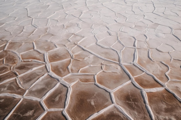 Een luchtfoto van een dor gebied met water Generatief AI-beeld