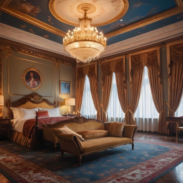 Een luxe koningin slaapkamer.