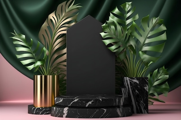 Een luxe mat wit marmeren roze podium podium display mockup perfect voor productpresentatie