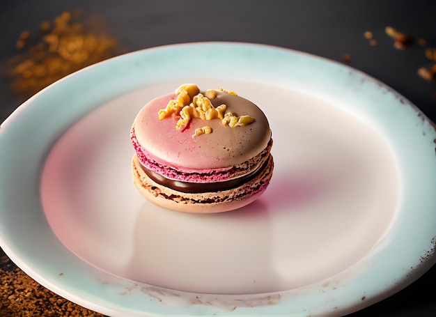 een macaron op een bord zoete woestijn eten voedsel fotografie