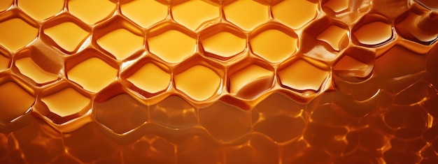 Een macroperspectief dat de geometrische schittering van honingraatpatronen laat zien Detailweergave van een honingraatstructuur AI Generatief