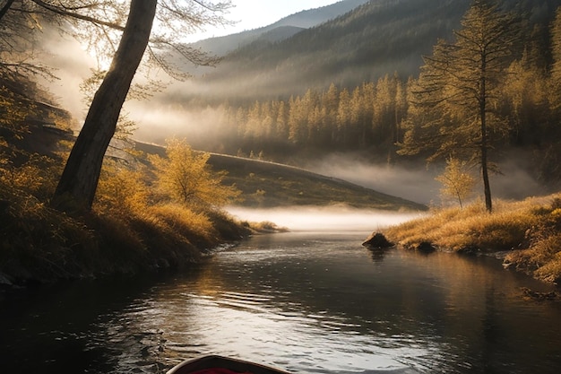 Een magisch bos naast de rivierfotografie