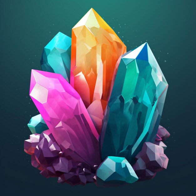 Een magisch kristal met wervelende kleuren digitale kunststijl illustratie