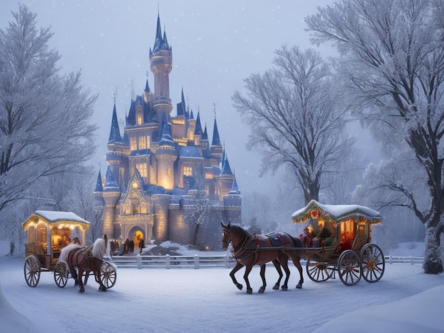 Foto een magisch sprookjeskasteel van kerst