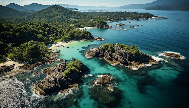 Een majestueus beeld dat de unieke kenmerken van het professionele landschap van het eiland benadrukt