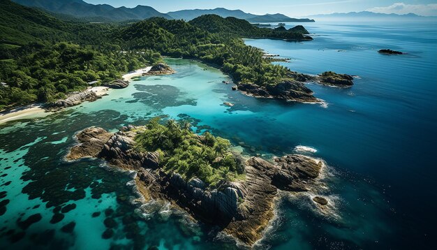 Een majestueus beeld dat de unieke kenmerken van het professionele landschap van het eiland benadrukt