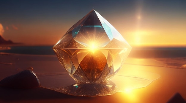 Een majestueus glas en diamant verlicht door de zonnestralen