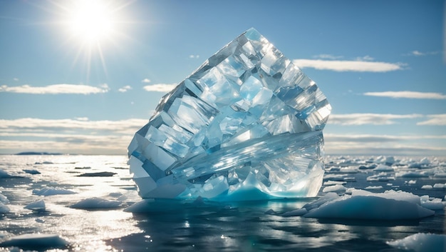 Een majestueuze ijsberg verlicht door de zonnestralen, drijvend in de ijskoude arctische zee Ai Image