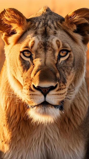 Een majestueuze leeuw die direct oogcontact maakt met de camera