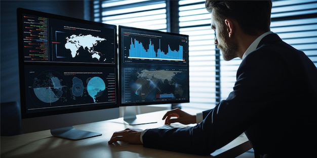 een man data-analyse voor de computer