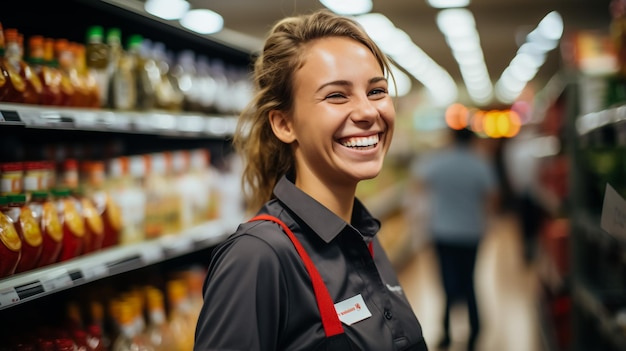 Foto een man denkt na over wat voor product hij in een supermarkt moet kiezen de koper selecteert blikjes voedsel bij de s