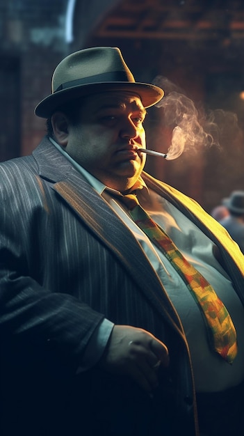 Een man die een sigaret rookt met een gele streep.