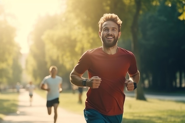 een man die jogt in de parkcardio generatieve ai