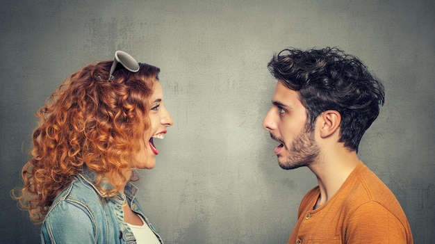 een man en een vrouw die met elkaar praten met een verbaasde uitdrukking