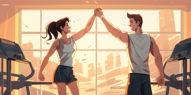 Een man en een vrouw in de sportschool fit actieve en gezonde sporten