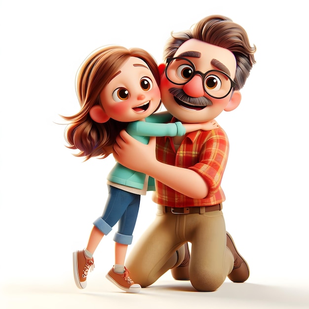 Een man en een vrouw knuffelen elkaar en het meisje draagt een bril.