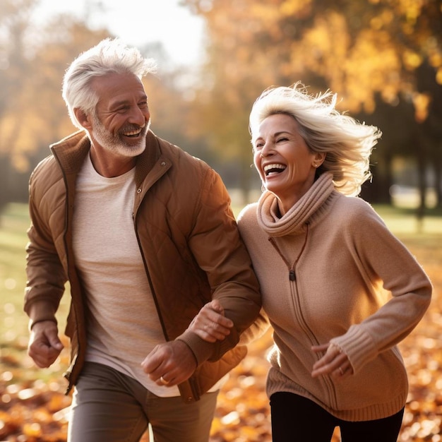 Een man en een vrouw lopen in het park en een van hen heeft een sjaal om hun nek.