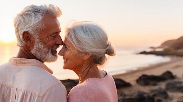 Een man en een vrouw omhelzen elkaar en de vrouw draagt een roze shirt.