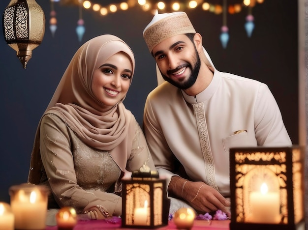 een man en een vrouw poseren voor een foto met de woorden "gelukkige verjaardag" bovenop