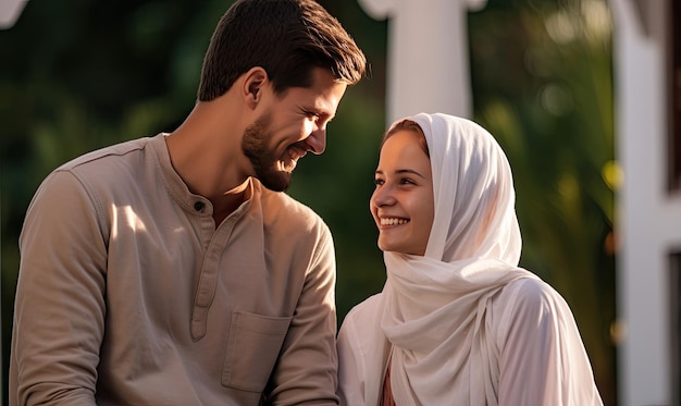 Foto een man en een vrouw zitten naast elkaar.