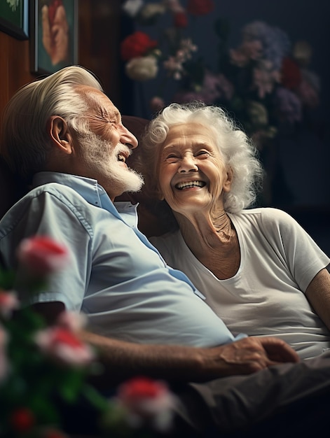 Een man en een vrouw zitten op een bank.