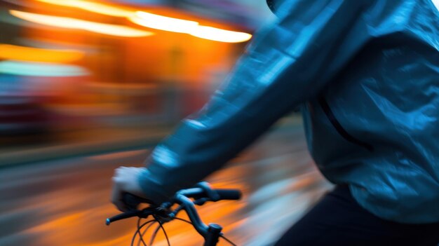 Een man fietsen snel in de regen