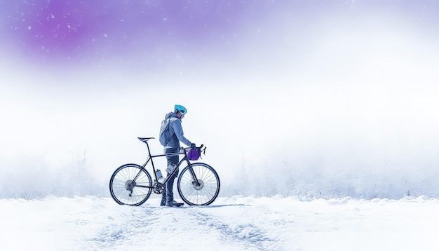 Een man fietst in het bos