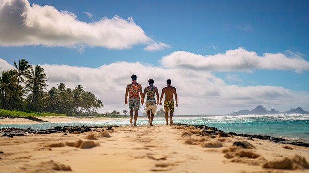 een man in casual kleding die naar het strand kijkt