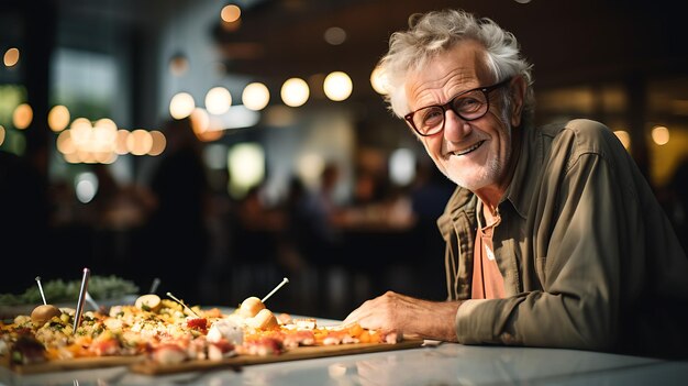 Een man in een café.