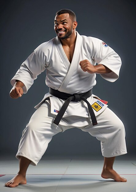 een man in een karate houding