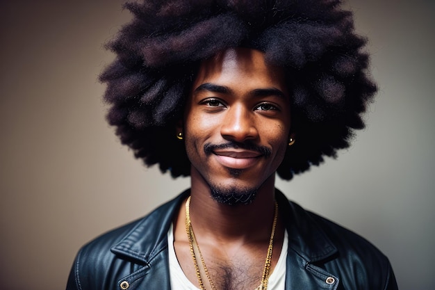 Een man met een afro op zijn hoofd