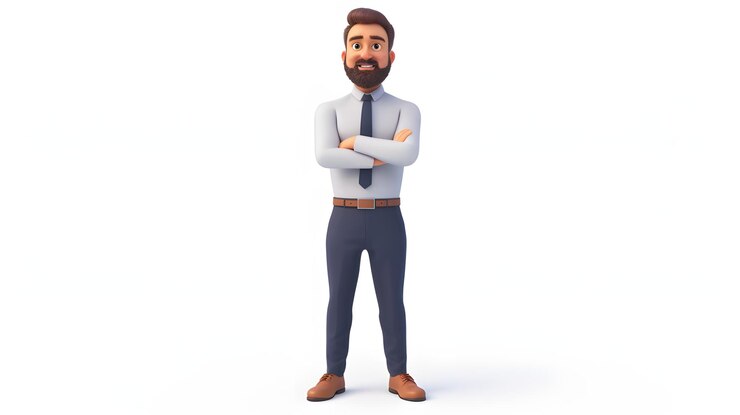 Foto een man met een baard en een das staat voor een witte achtergrond