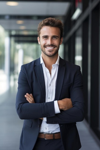 een man met een baard en een pak aan.