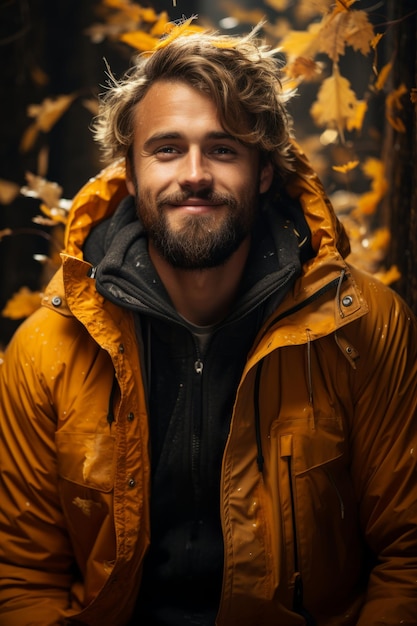 Een man met een baard met een herfststemming.