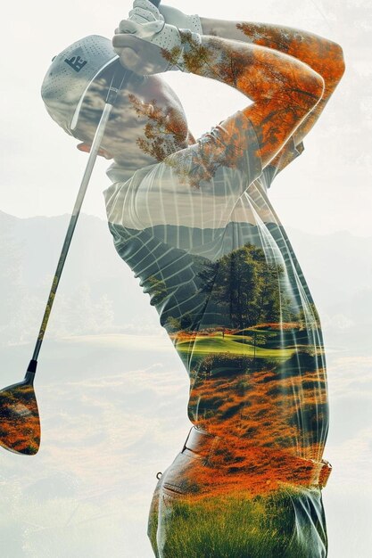 Foto een man met een golfclub in zijn hand