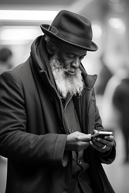 een man met een smartphone