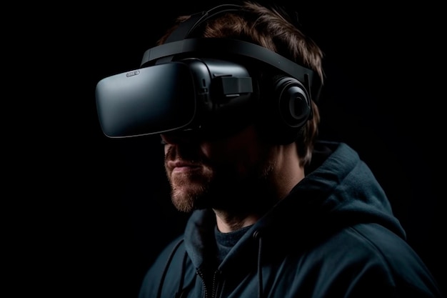 Een man met een vr-headset met het woord vr op de voorkant.