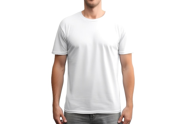 een man met een wit t-shirt op een witte achtergrond voor je ontwerpmodel